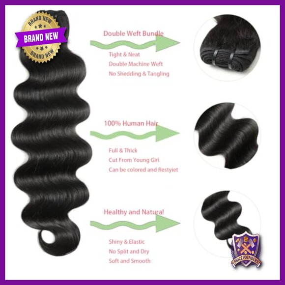Brazilian Virgin Human Hair Extensions Body Wave 4 Bundles 12-18 Inch